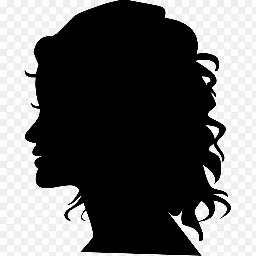 女人剪影头侧视图图标