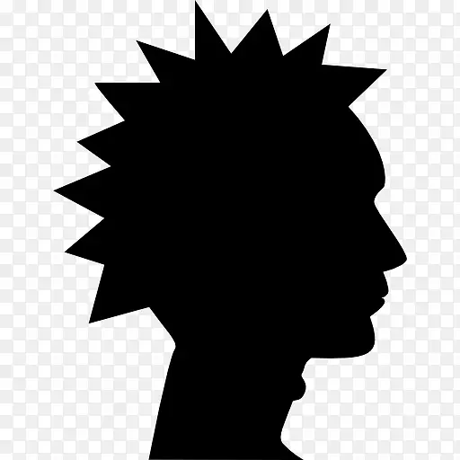 朋克男头的侧面轮廓图标