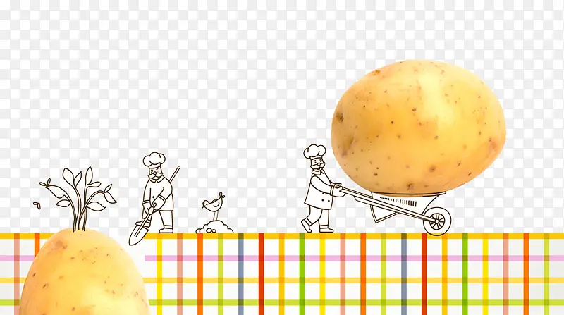 卡通手绘挖土豆的人