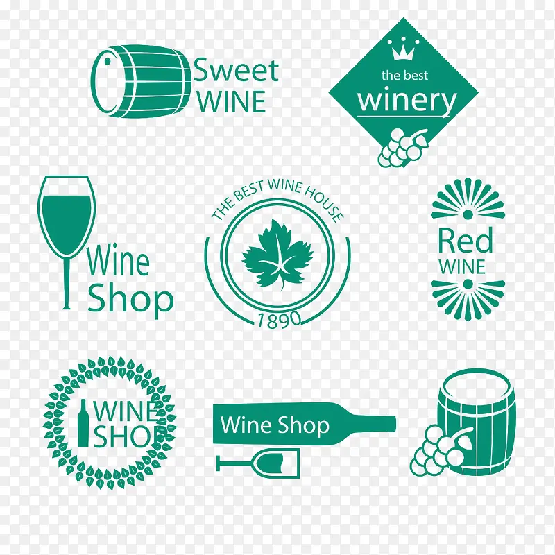 葡萄酒创意设计图标