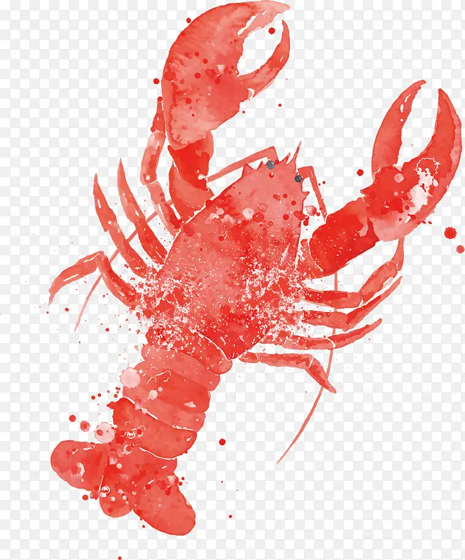 红色手绘美食龙虾