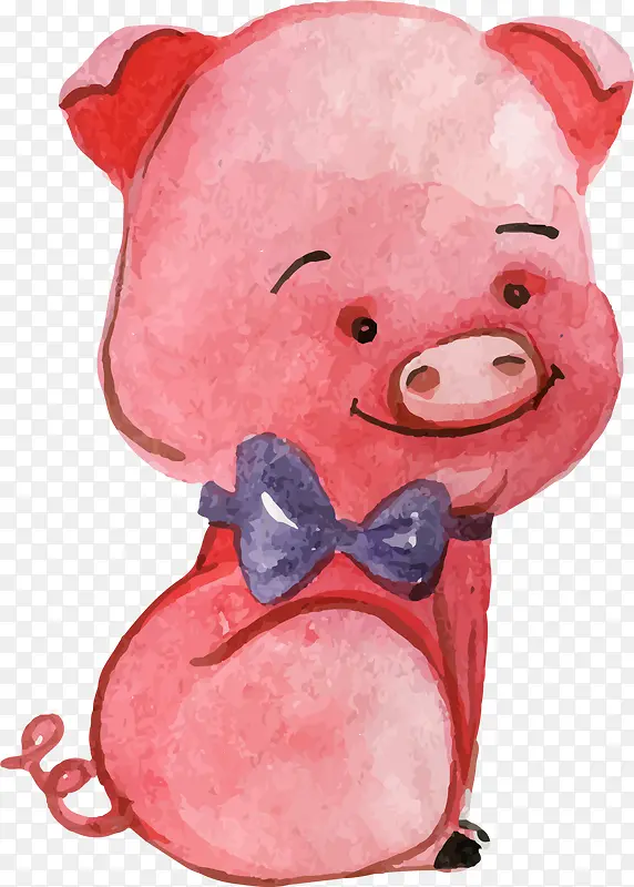 手绘可爱红色小猪