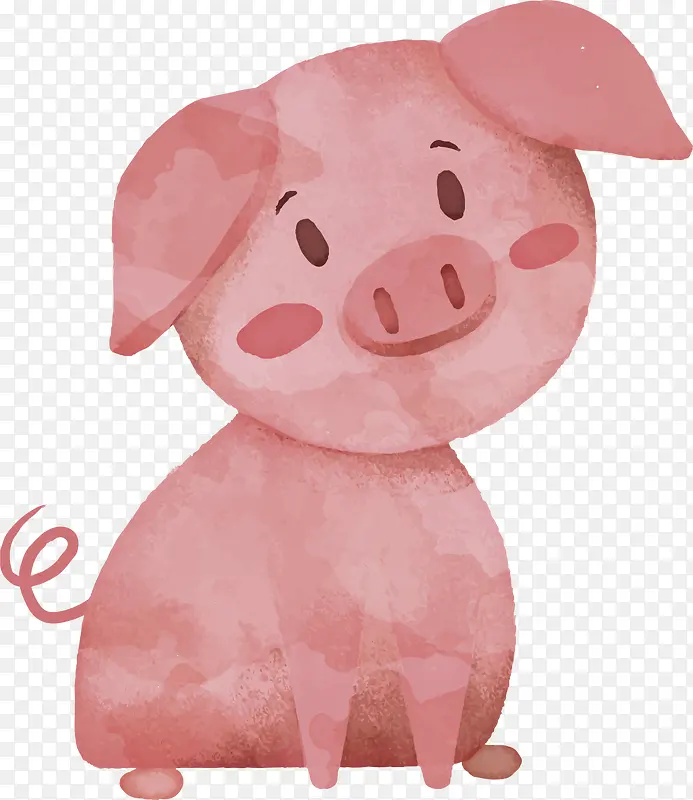 手绘红色可爱小猪