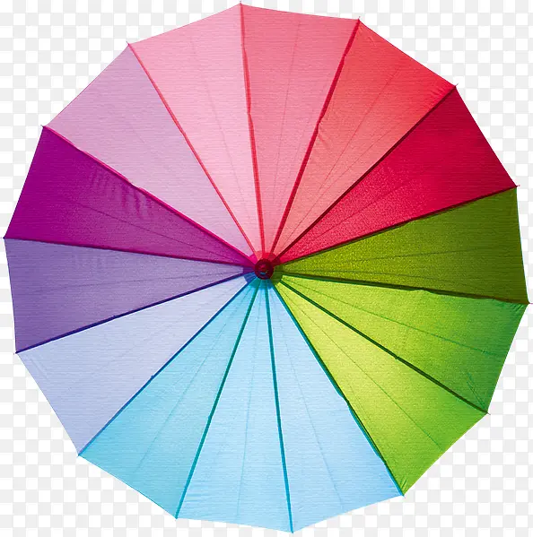 彩色拼接雨伞俯视