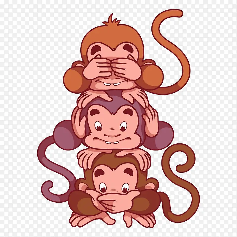可爱叠罗汉卡通猴子