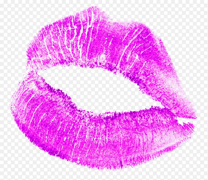 紫色魅力唇印效果元素