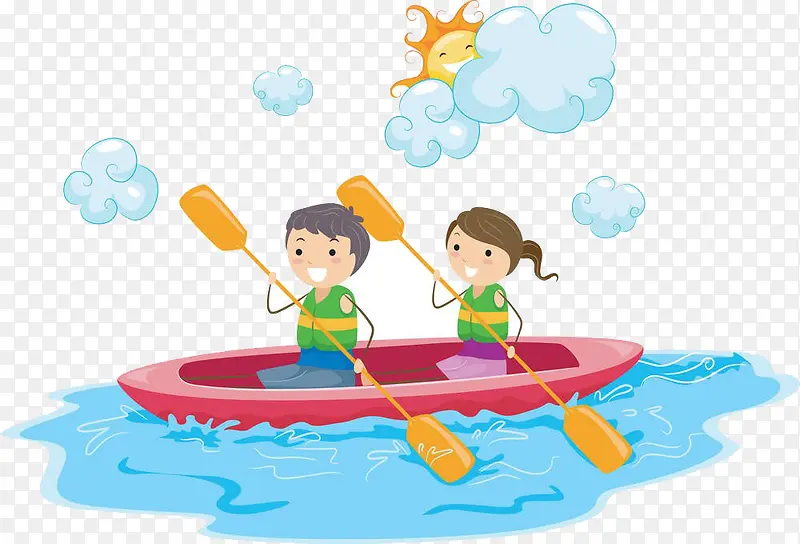 孩子们划船