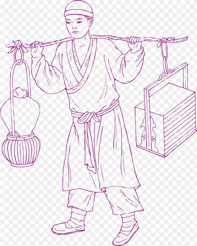 挑担子的男人PNG图片素材下载_图片编号9469727-PNG素材网
