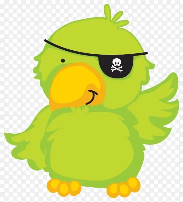 卡通绿色海盗鹦鹉