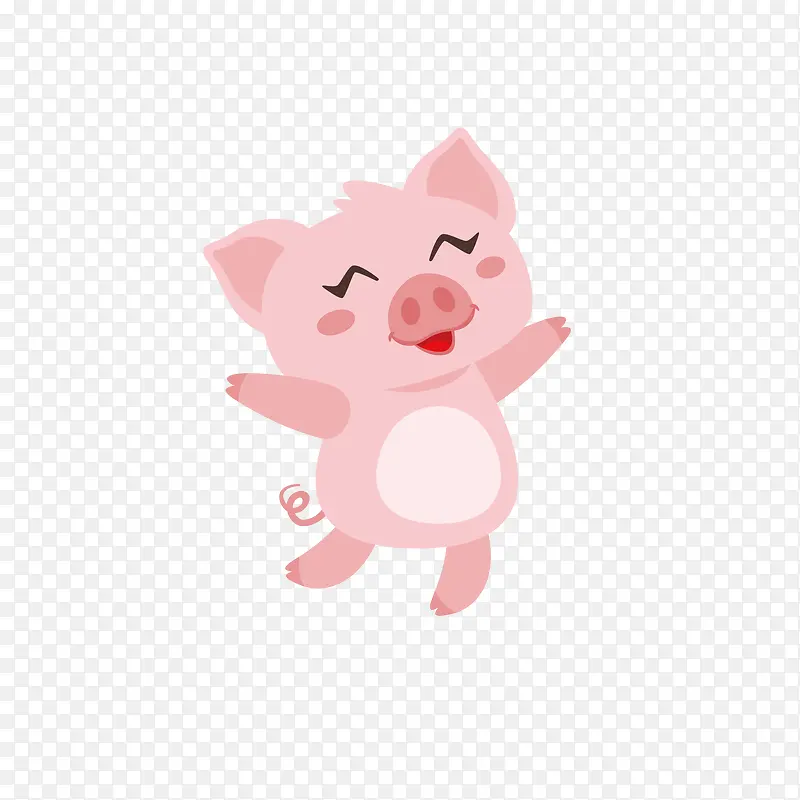 粉色的高兴的小猪