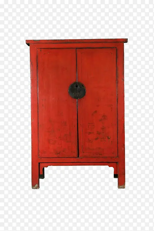 漆木红色矮柜
