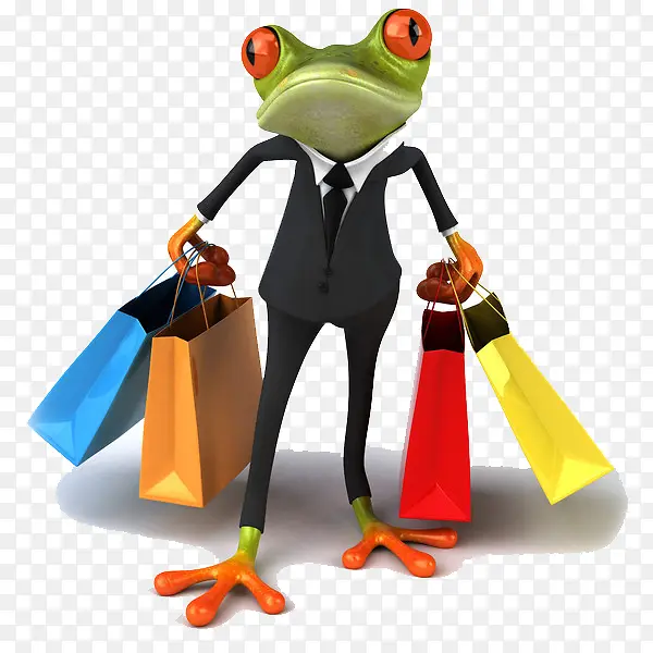 3D购物的青蛙