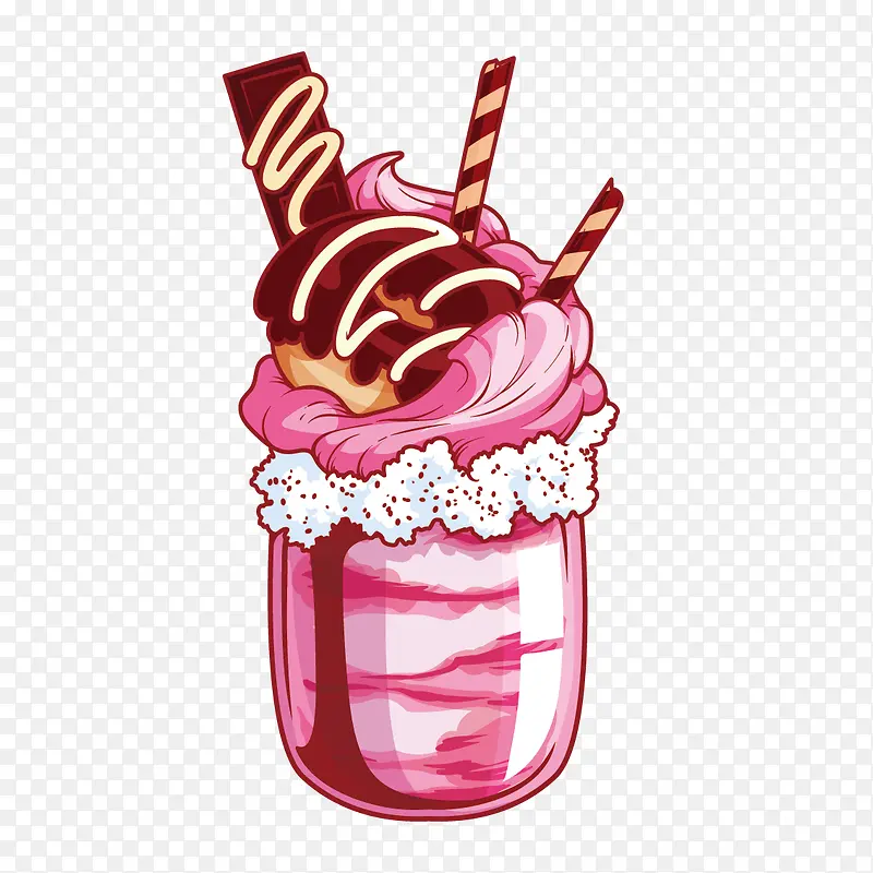 矢量粉红巧克力冰淇淋