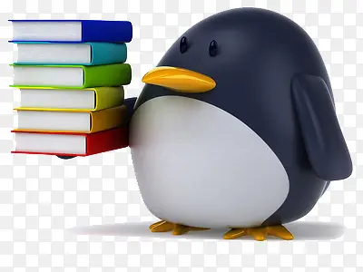 企鹅举着书本