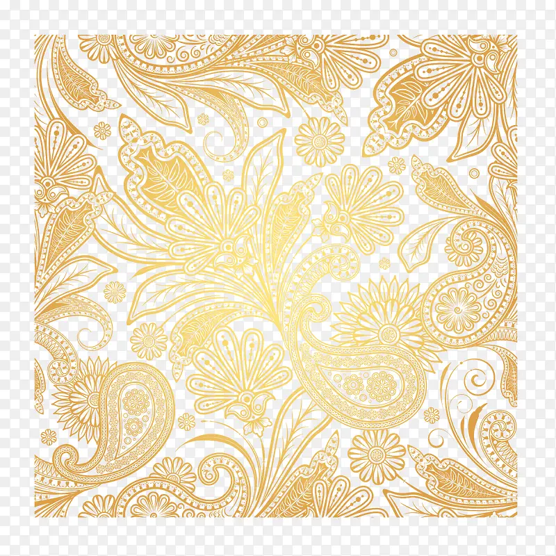 金色复古花卉装饰花纹