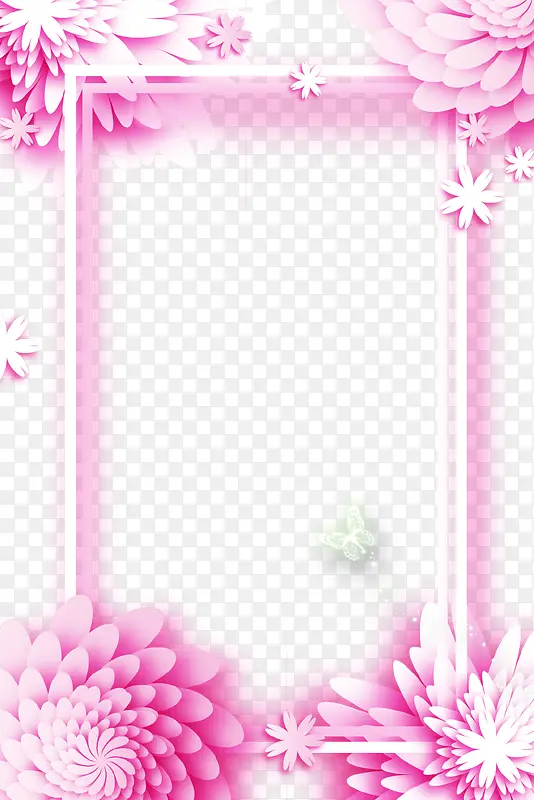 粉色立体创意花朵装饰边框