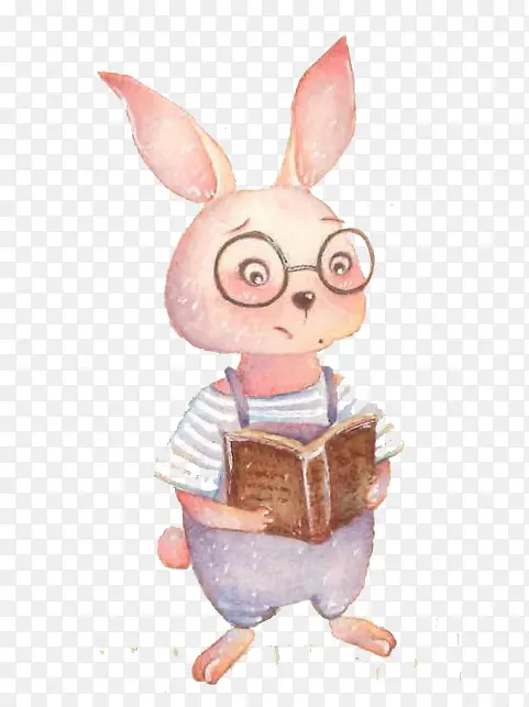 卡通爱读书的兔子