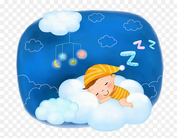 孩子在云朵上睡觉