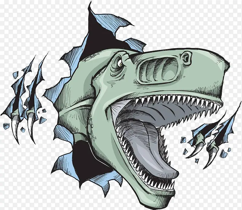 卡通张大嘴的恐龙