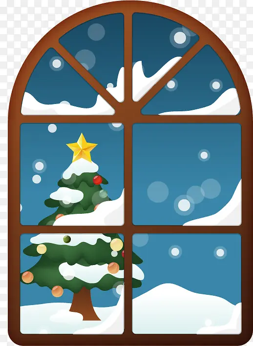 窗户圣诞树png矢量素材