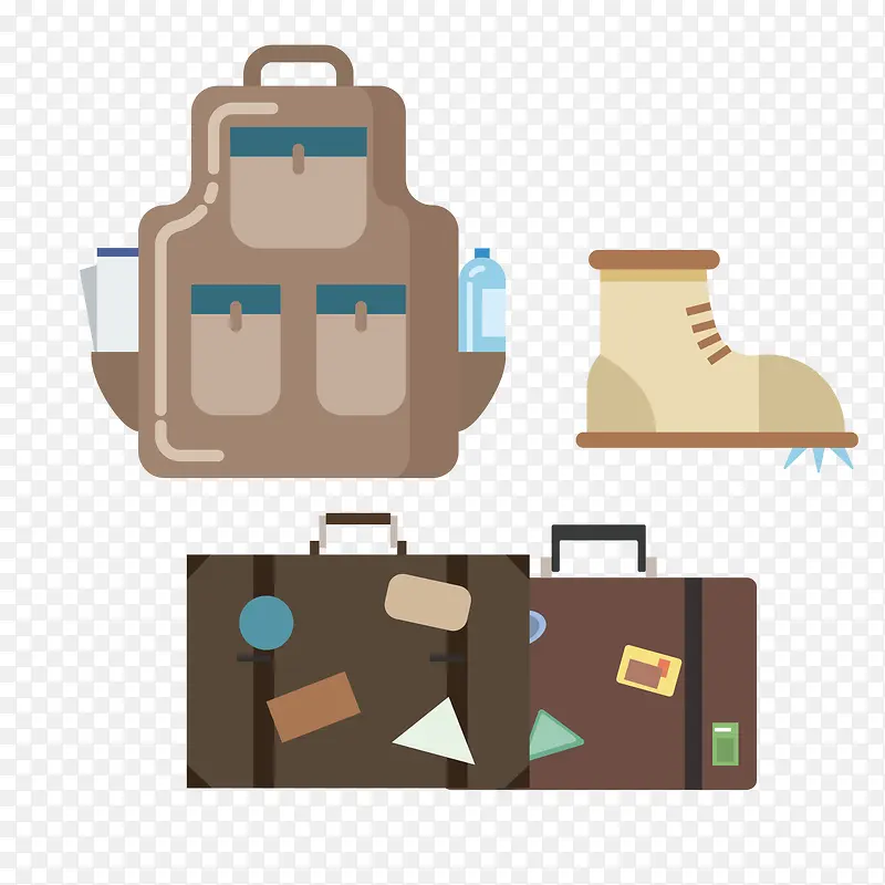 书包旅行箱和登山鞋