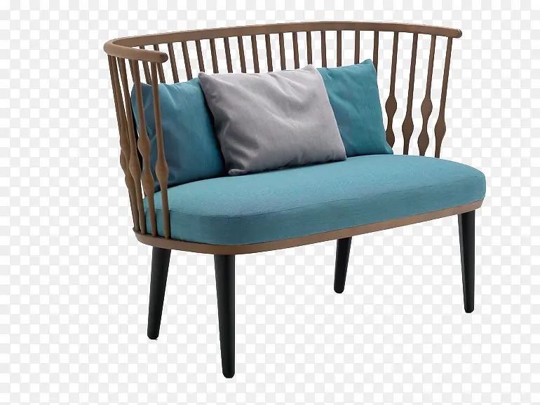 蓝色沙发木头家具