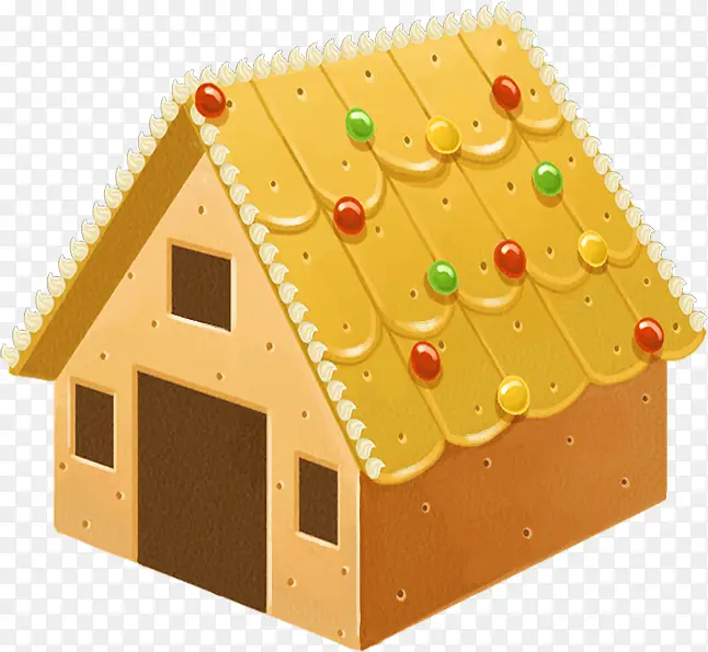 黄色质感创意合成糖果小房子