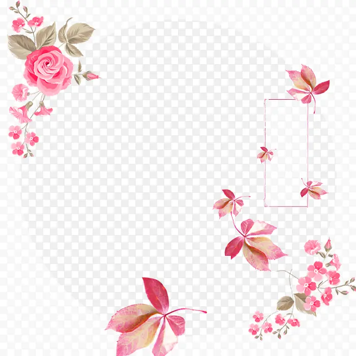 小粉红花朵边框