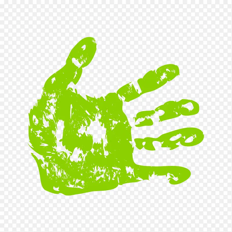 绿色水彩矢量手掌印