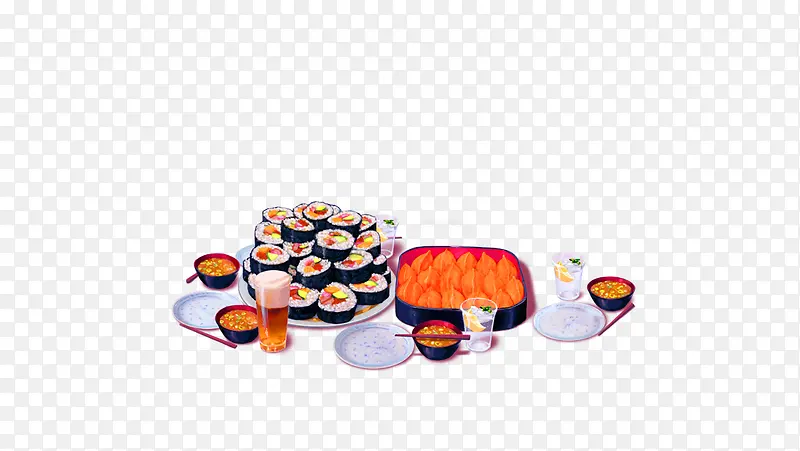 手绘寿司食物装饰图案