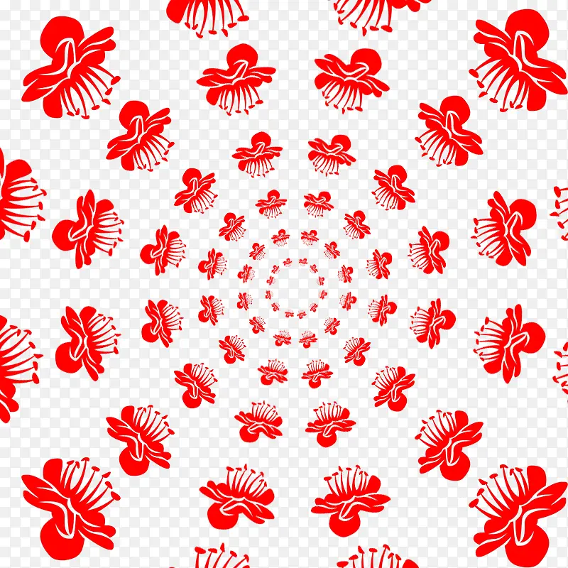 红色梅花花纹剪纸