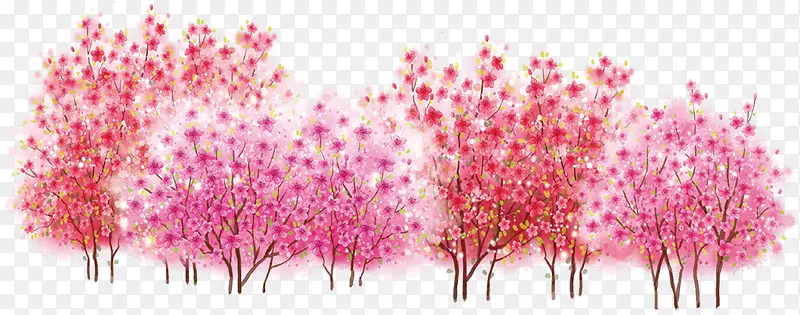 春季粉红色树林风景