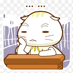 思考卡通小猫PNG图片素材下载_图片编号9509850-PNG素材网