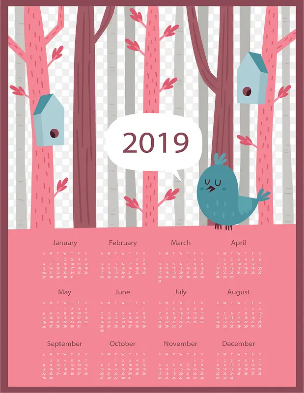 粉红树林2019日历