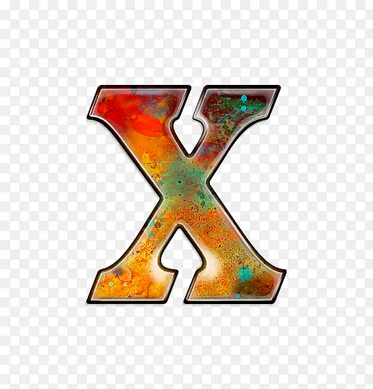 油彩肌理字母x