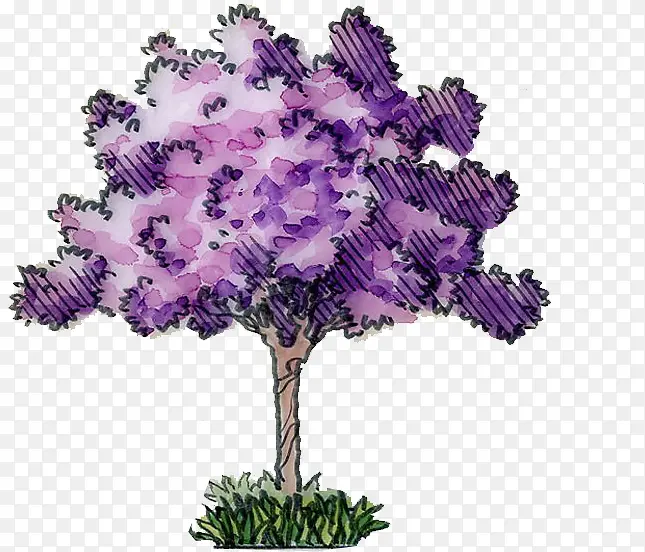 手绘紫色树木个性壁纸