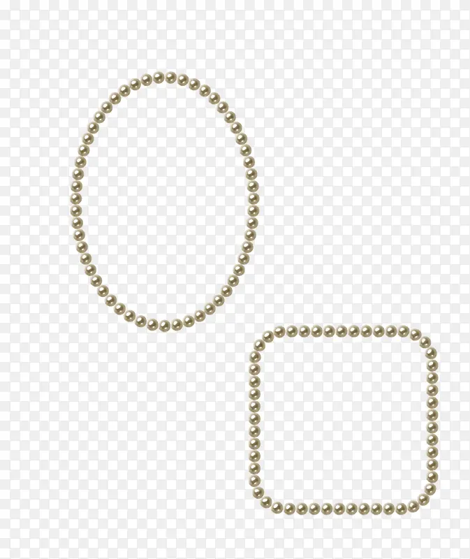 椭圆形珍珠项链和方形珍珠项链