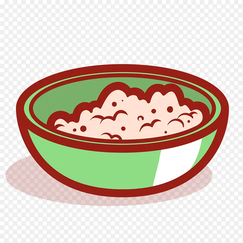 卡通装米饭的绿色小碗