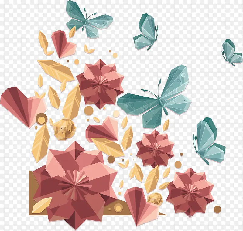 蝴蝶 折纸效果 装饰图案 背景