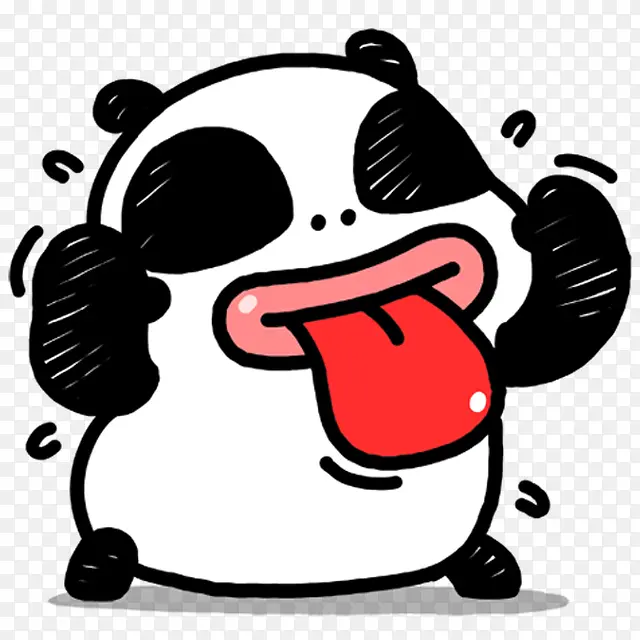 黑色熊猫吐舌头红舌头