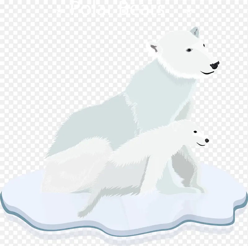 矢量冰块上的卡通北极熊