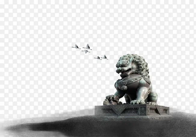 水墨石狮PNG图片素材下载_图片编号9520101-PNG素材网