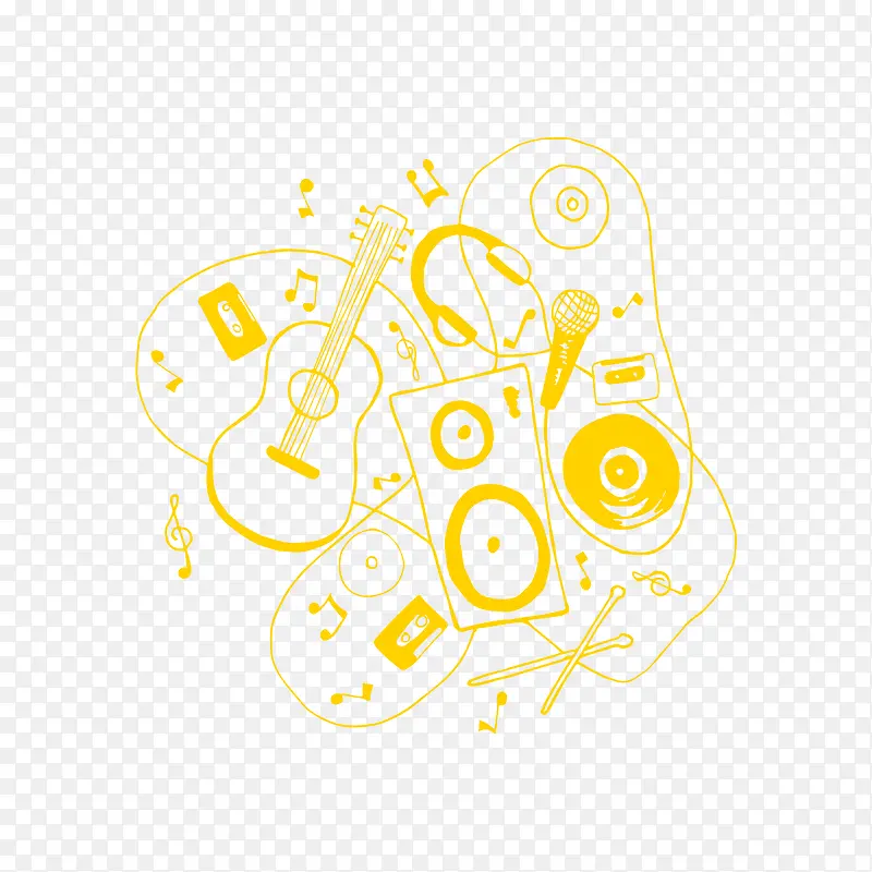 黄色创意音乐旋律设计素材