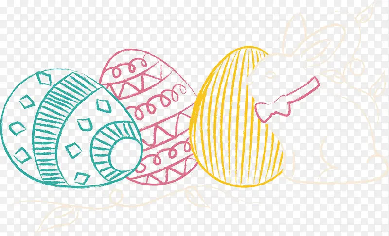 复活节手绘彩蛋兔子