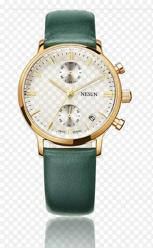 尼尚葡萄牙绿色真皮手表
