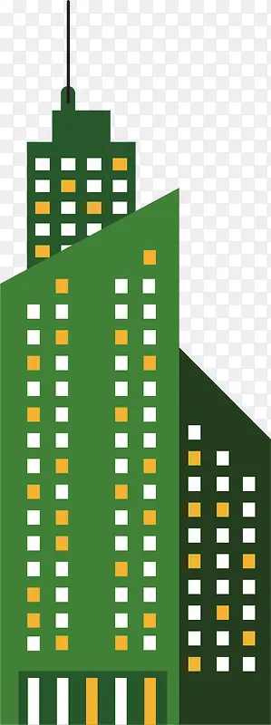 绿色的扁平化楼城市