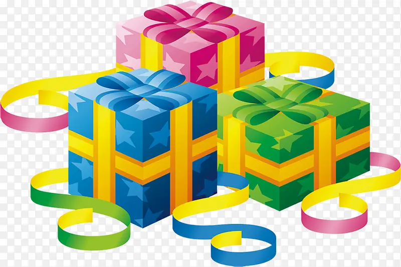 三个彩色礼物盒