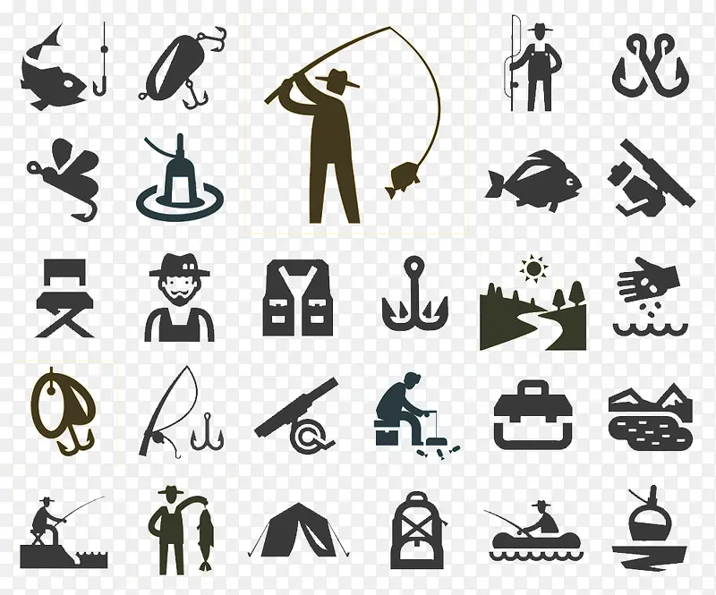 钓鱼鱼杆标志图片
