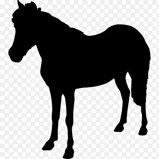 马站动物黑形状向左图标