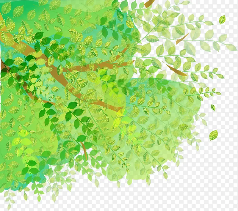 手绘绿色树木